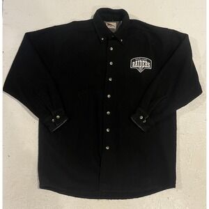 Rare Vintage 90s Oakland Raiders Pro Elite‎ Wool Button Down Jacket Mens Medium